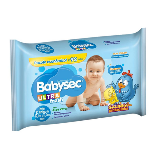 Kit 2 Lenços Umedecidos Babysec Galinha Pintadinha Ultrafresh 92 unidades cada