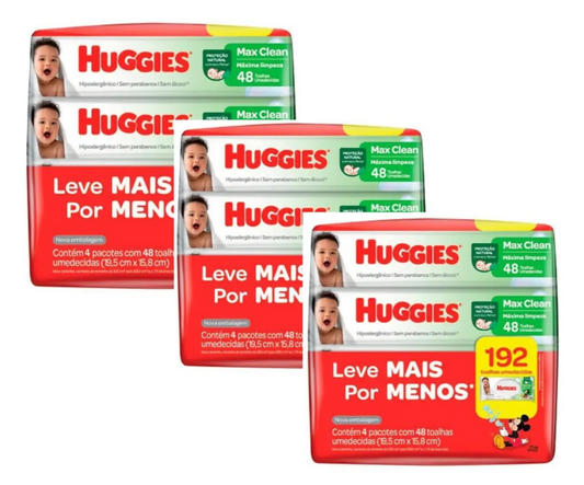 Caixa Lenços Umedecidos Huggies Max Clean Verde 576 Unidades