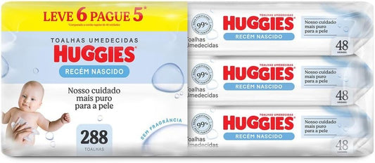 Lenços Umedecidos Huggies Recém-Nascido Sem Fragrância 6x48U