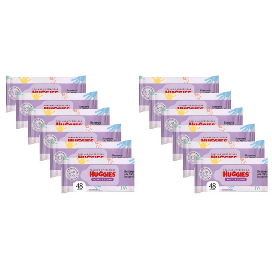 Kit 12 Pacotes C/48 Lenço Umedecidos Huggies One & Done