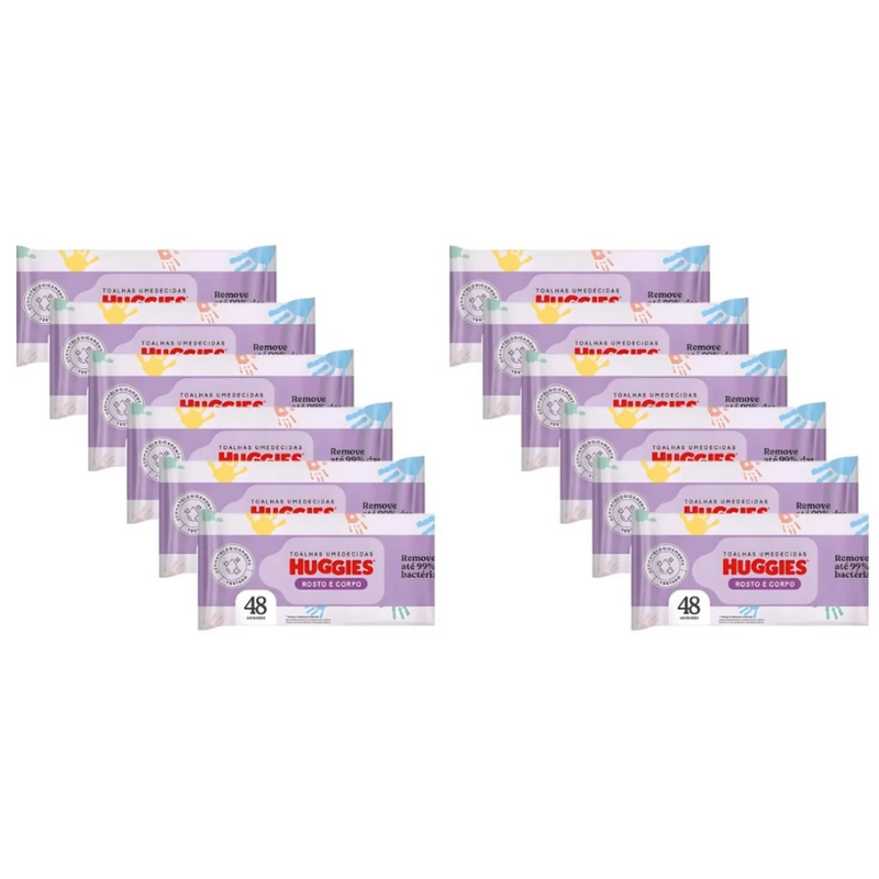 Kit 12 Pacotes C/48 Lenço Umedecidos Huggies One & Done